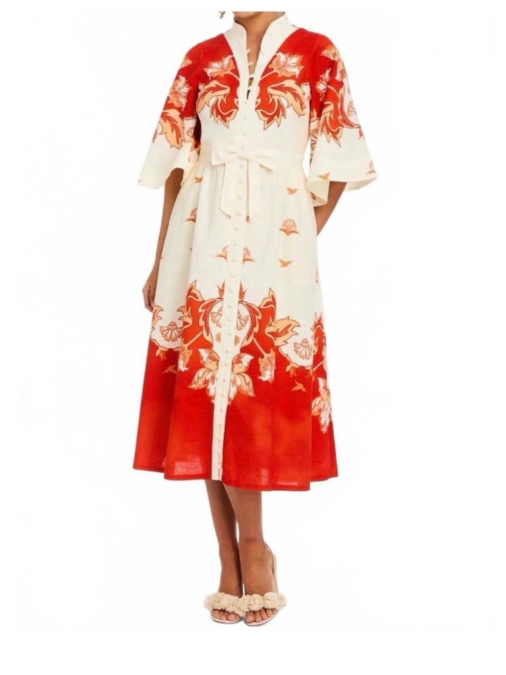NEW MESTIZA NEW YORK carmen midi dress in sunset ivory 6